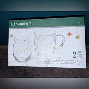 Clear Morning Fuil Mug and Stemless Glass Eving Juice Wine Glass Set